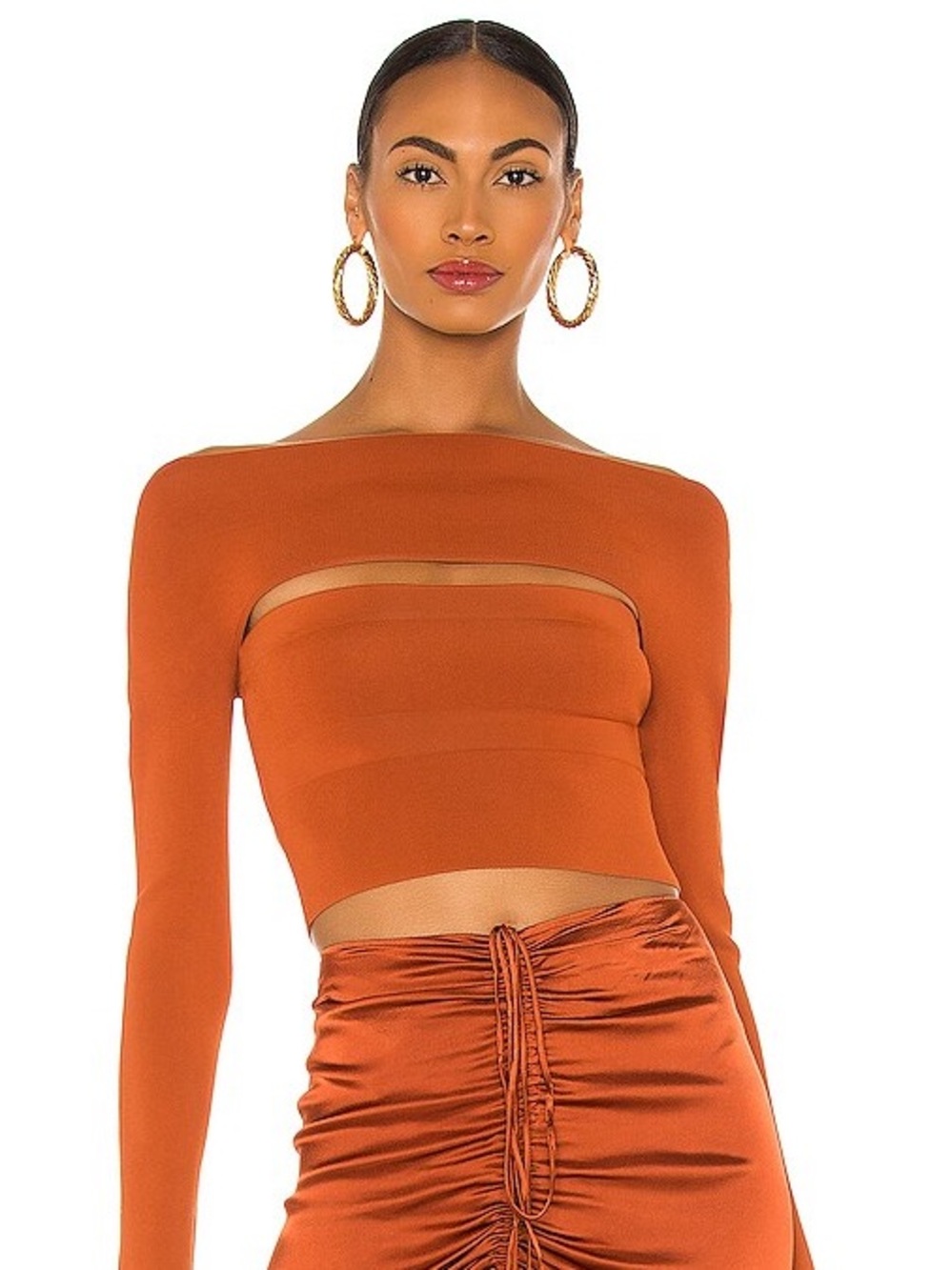 DION LEE CUTOUT BANDAGE TOP, SZ S US/4 TERRACOTTA NWT!